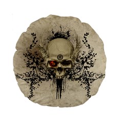 Awesome Skull With Flowers And Grunge Standard 15  Premium Round Cushions