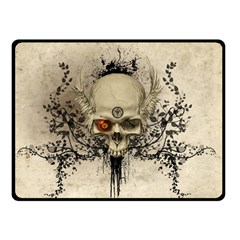 Awesome Skull With Flowers And Grunge Double Sided Fleece Blanket (small) 