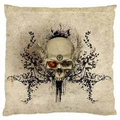 Awesome Skull With Flowers And Grunge Standard Flano Cushion Case (one Side)