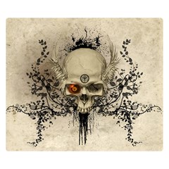 Awesome Skull With Flowers And Grunge Double Sided Flano Blanket (small) 