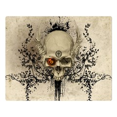 Awesome Skull With Flowers And Grunge Double Sided Flano Blanket (large)  by FantasyWorld7