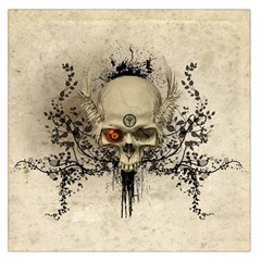 Awesome Skull With Flowers And Grunge Large Satin Scarf (square)