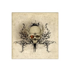 Awesome Skull With Flowers And Grunge Satin Bandana Scarf by FantasyWorld7