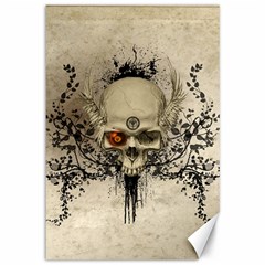 Awesome Skull With Flowers And Grunge Canvas 12  X 18  