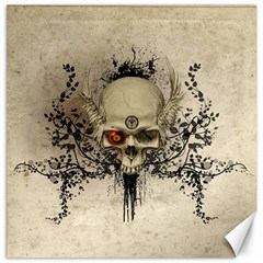 Awesome Skull With Flowers And Grunge Canvas 16  X 16  