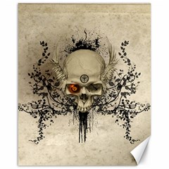 Awesome Skull With Flowers And Grunge Canvas 16  X 20  