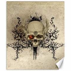 Awesome Skull With Flowers And Grunge Canvas 20  X 24  