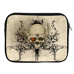 Awesome Skull With Flowers And Grunge Apple Ipad 2/3/4 Zipper Cases