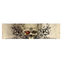 Awesome Skull With Flowers And Grunge Satin Scarf (oblong)