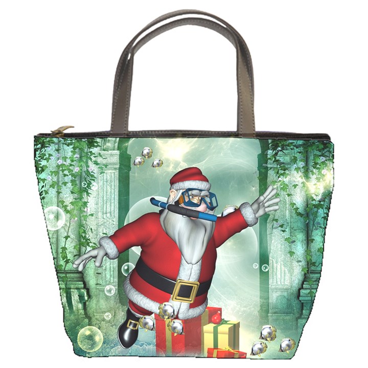 Funny Santa Claus In The Underwater World Bucket Bags