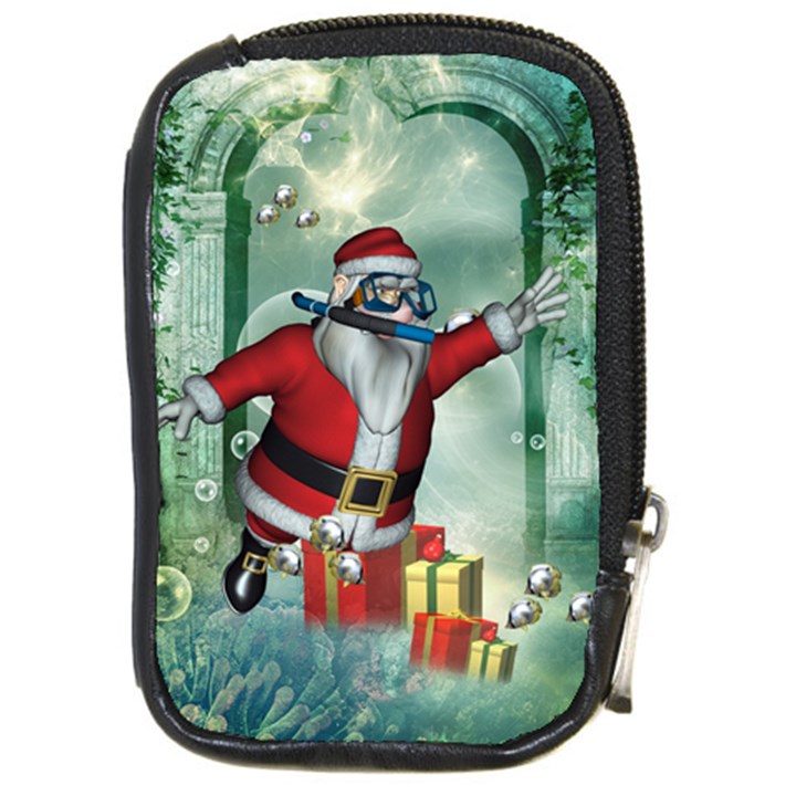 Funny Santa Claus In The Underwater World Compact Camera Cases