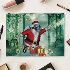 Funny Santa Claus In The Underwater World Cosmetic Bag (xl) by FantasyWorld7