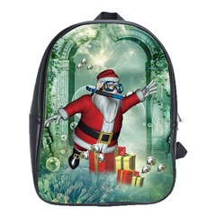 Funny Santa Claus In The Underwater World School Bags(large)  by FantasyWorld7