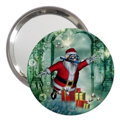 Funny Santa Claus In The Underwater World 3  Handbag Mirrors by FantasyWorld7