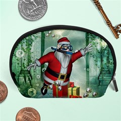 Funny Santa Claus In The Underwater World Accessory Pouches (large)  by FantasyWorld7