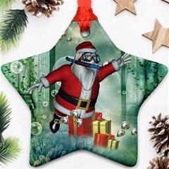 Funny Santa Claus In The Underwater World Ornament (star) 