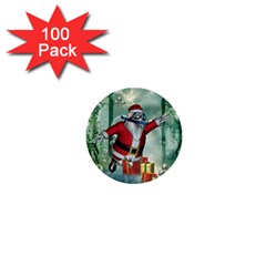 Funny Santa Claus In The Underwater World 1  Mini Buttons (100 Pack)  by FantasyWorld7