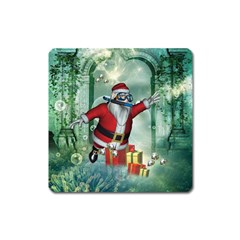 Funny Santa Claus In The Underwater World Square Magnet by FantasyWorld7