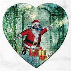 Funny Santa Claus In The Underwater World Jigsaw Puzzle (heart)