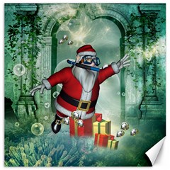 Funny Santa Claus In The Underwater World Canvas 12  X 12   by FantasyWorld7