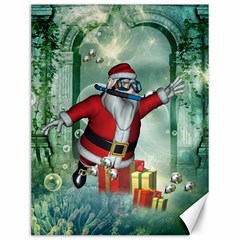 Funny Santa Claus In The Underwater World Canvas 12  X 16   by FantasyWorld7