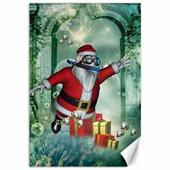 Funny Santa Claus In The Underwater World Canvas 12  X 18   by FantasyWorld7