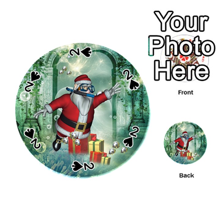 Funny Santa Claus In The Underwater World Playing Cards 54 (Round) 