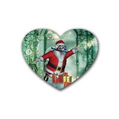 Funny Santa Claus In The Underwater World Heart Coaster (4 Pack)  by FantasyWorld7