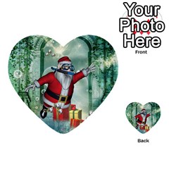 Funny Santa Claus In The Underwater World Multi-purpose Cards (heart)  by FantasyWorld7