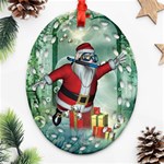 Funny Santa Claus In The Underwater World Ornament (Oval Filigree)  Front