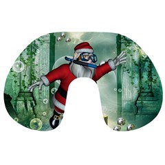 Funny Santa Claus In The Underwater World Travel Neck Pillows by FantasyWorld7