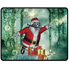 Funny Santa Claus In The Underwater World Double Sided Fleece Blanket (medium)  by FantasyWorld7