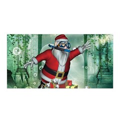 Funny Santa Claus In The Underwater World Satin Wrap by FantasyWorld7