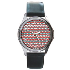 Geometric Waves Round Metal Watch