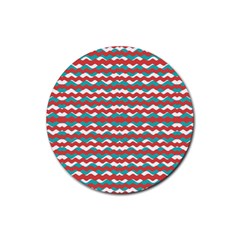 Geometric Waves Rubber Round Coaster (4 Pack)  by dflcprints