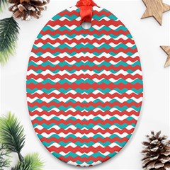 Geometric Waves Oval Ornament (two Sides)