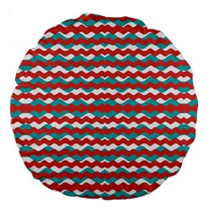 Geometric Waves Large 18  Premium Round Cushions by dflcprints