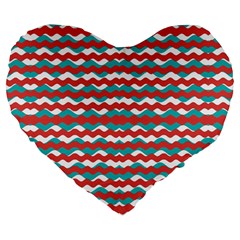 Geometric Waves Large 19  Premium Flano Heart Shape Cushions by dflcprints