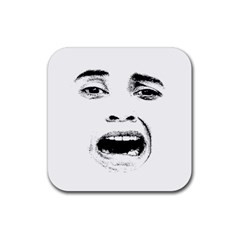 Scared Woman Expression Rubber Coaster (square)  by dflcprints