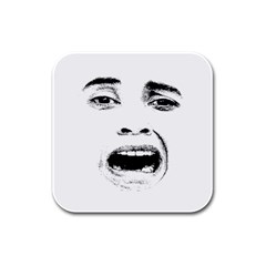 Scared Woman Expression Rubber Square Coaster (4 Pack)  by dflcprints