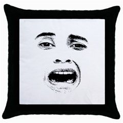 Scared Woman Expression Throw Pillow Case (black)