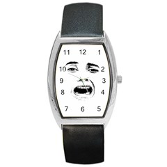 Scared Woman Expression Barrel Style Metal Watch by dflcprints