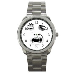 Scared Woman Expression Sport Metal Watch