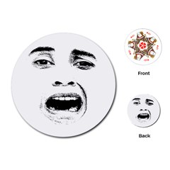 Scared Woman Expression Playing Cards (round)  by dflcprints