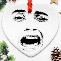 Scared Woman Expression Heart Ornament (2 Sides)