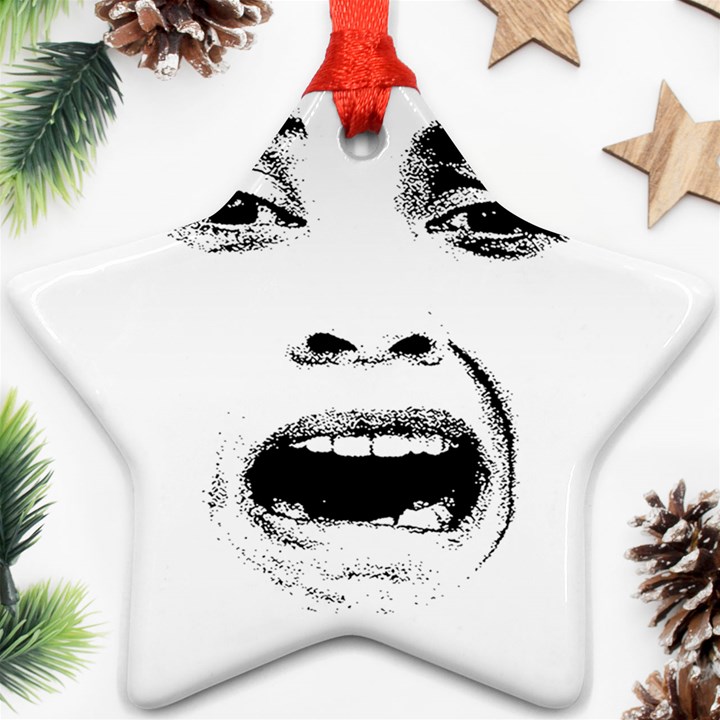 Scared Woman Expression Star Ornament (Two Sides) 