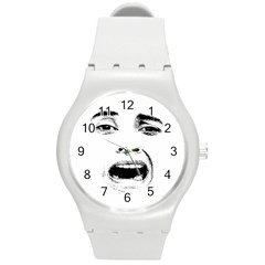 Scared Woman Expression Round Plastic Sport Watch (m)