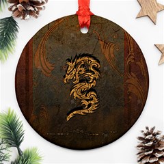 Awesome Dragon, Tribal Design Ornament (round)  by FantasyWorld7