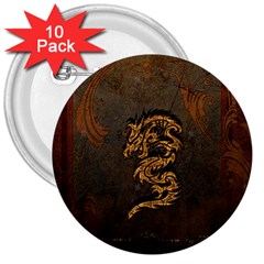 Awesome Dragon, Tribal Design 3  Buttons (10 Pack) 