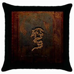 Awesome Dragon, Tribal Design Throw Pillow Case (black) by FantasyWorld7